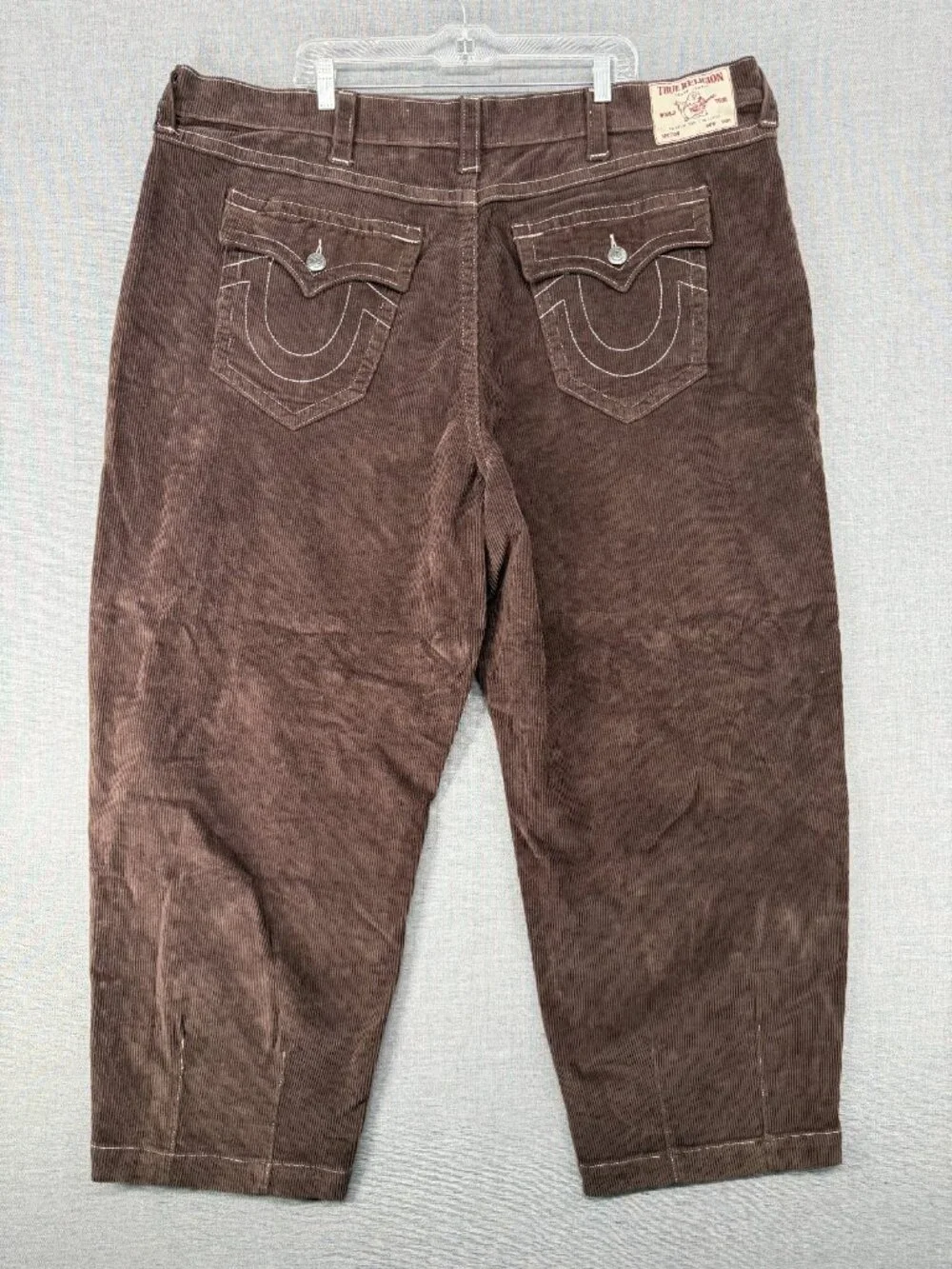 True Religion Danny Barrel Corduroy Straight Leg Pants 46x27 Flap Pockets